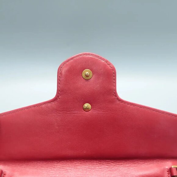 100% Authentic GUCCI GG Marmont Red Leather Shoulder Bag 760-11624 - Picture 7 of 12